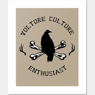 Vulture Culture Enthusiast with Antlers (Black) Posters and Art